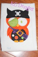 Halloween Pirate Owl Applique