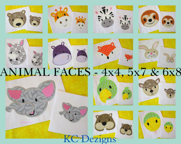 Animal Faces Full Set Applique