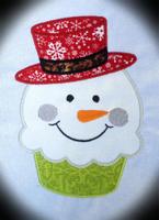 Christmas Snowman Cupcake Applique