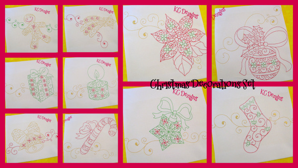 Christmas Decorations Set 260x260 Embroidery