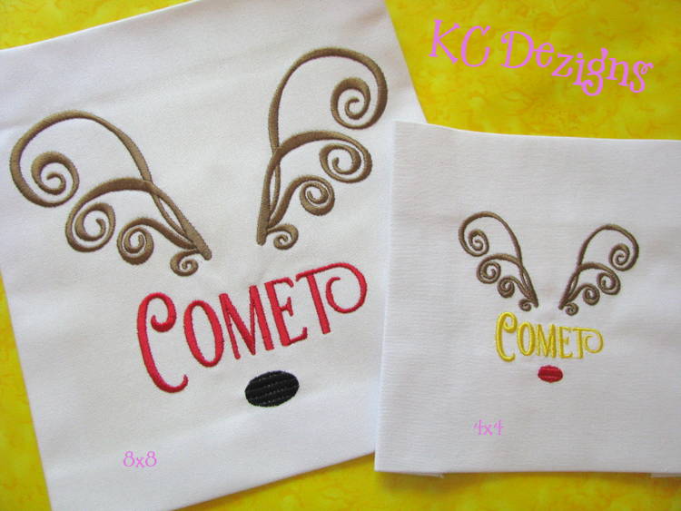 Reindeer Name Comet Embroidery