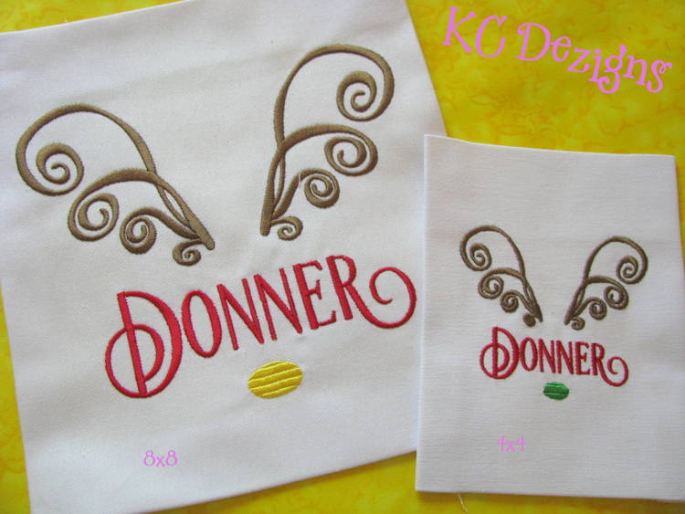 Reindeer Name Donner Embroidery