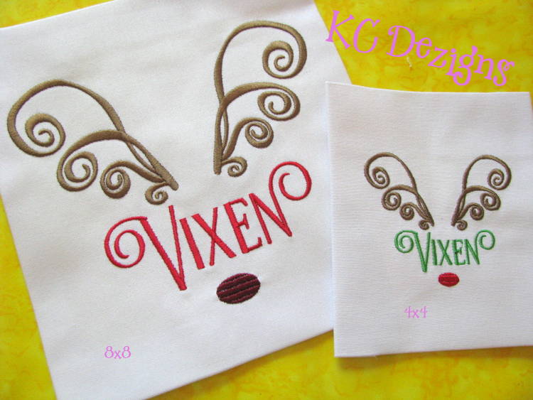 Reindeer Name Vixen Embroidery
