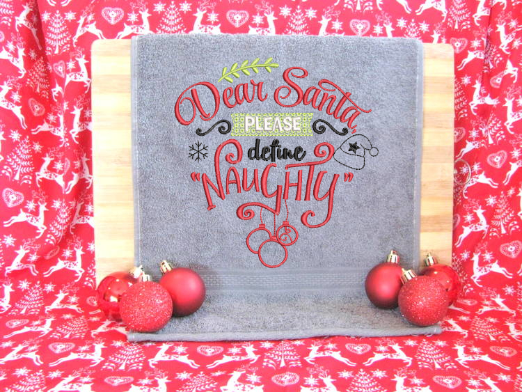 Christmas Santa Define Naughty Embroidery Design