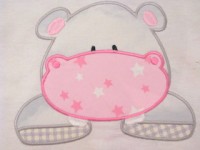 African Hippo Front Applique