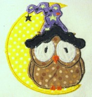 Halloween Owl With Moon Applique