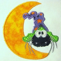 Halloween Spider With Moon Applique