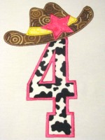 Cowgirl Hat Number 4 Applique