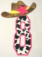 Cowgirl Hat Number 8 Applique