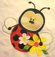Ladybug Love Flowers 01 Applique
