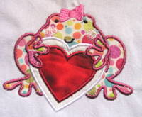 Frog Girl With Heart Applique