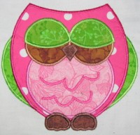 Owls So Pink 02 Applique