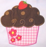 Strawberry Cupcake Applique