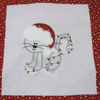 Christmas Cat With Lights Applique