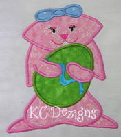 Pink Easter Bunny With Egg Applique