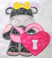 Hippo With Heart Key Applique