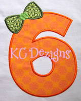 Bow Number 6 Applique