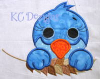 Baby Bird With Leaves Applique