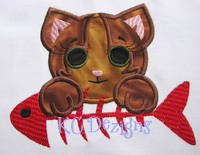 Baby Cat With Fish Applique