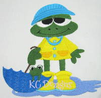 Spring Frog With Baby Frog Embroidery