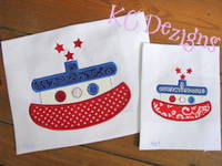 Tug Boat With Stars Applique