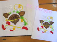 Christmas Reindeer With Candy Cane Applique