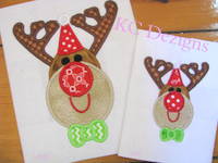 Christmas Reindeer With Hat Applique