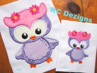 Spring Owl With Flowers Embroidery & Applique