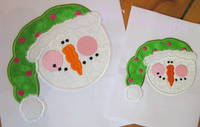 Snowman Face With Green Hat Applique
