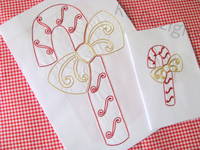 Outline Candy Cane Embroidery