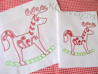 Outline Christmas Rocking Horse Embroidery