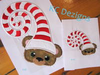 Christmas Critter Bear With Sleeping Hat Applique