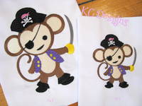 Pirate Girl Monkey 02 Embroidery