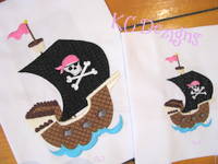 Pirate Girl Ship Embroidery
