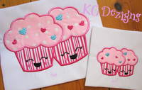 Valentine Love Pair Cupcakes Applique
