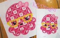 Girly Octopus With Glasses Applique