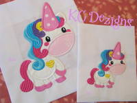 Cute Unicorn Machine Applique Embroidery Design