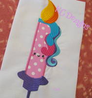Cute Unicorn Birthday Candle Machine Applique Embroidery Design