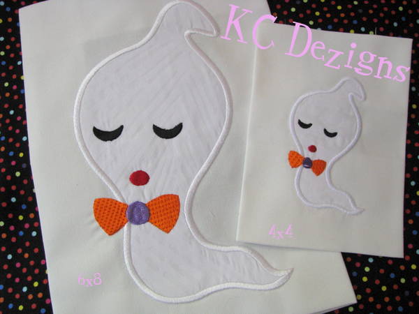 Halloween Ghost With Bow Tie Machine Applique