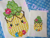 Pineapple With Flowers Machine Applique