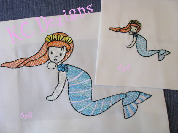 Mylar Mermaid 03 Machine Embroidery