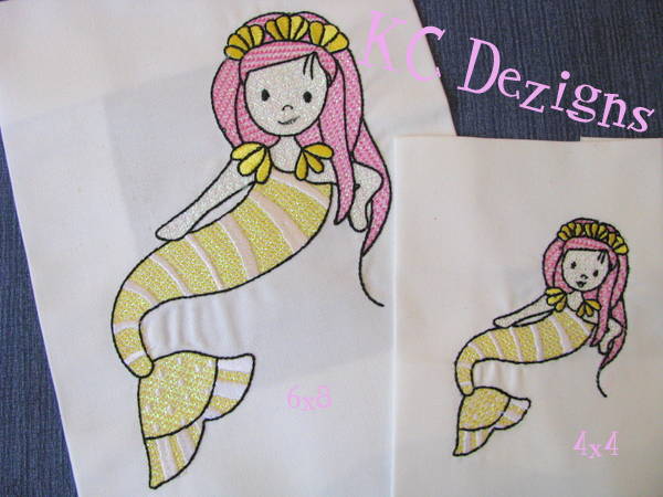 Mylar Mermaid 07 Machine Embroidery