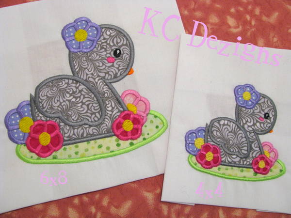 Swan With Flowers Machine Applique