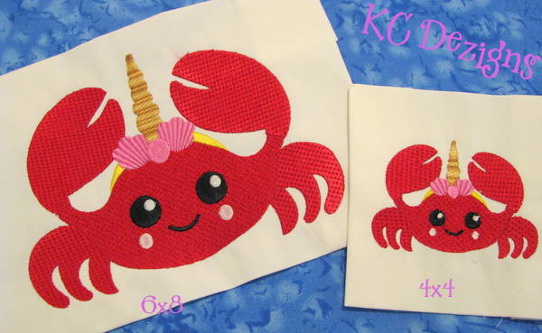 Unicorn Crab Embroidery