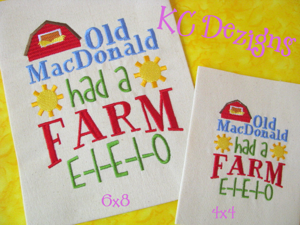 Old McDonald Had A Farm Embroidery