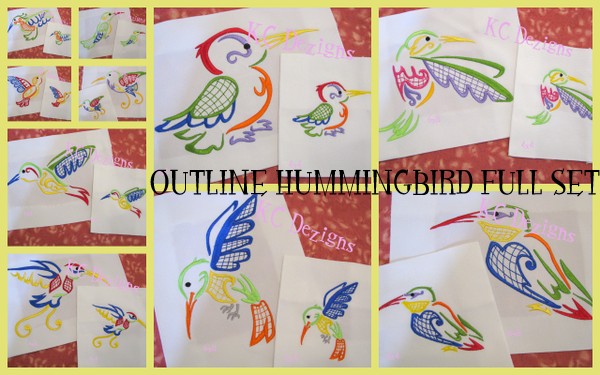 Outline Hummingbird Full Set Embroidery