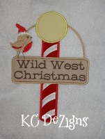 Wild West Christmas Bird Sign Applique